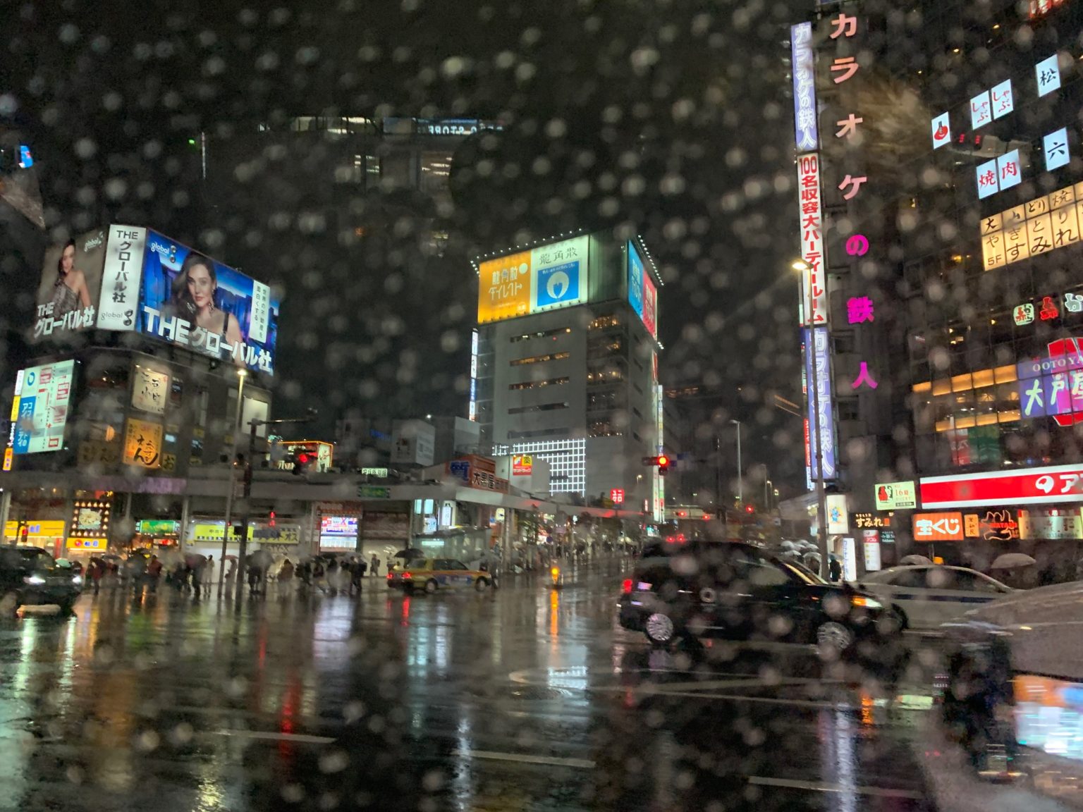 Our taxi view that rainy night