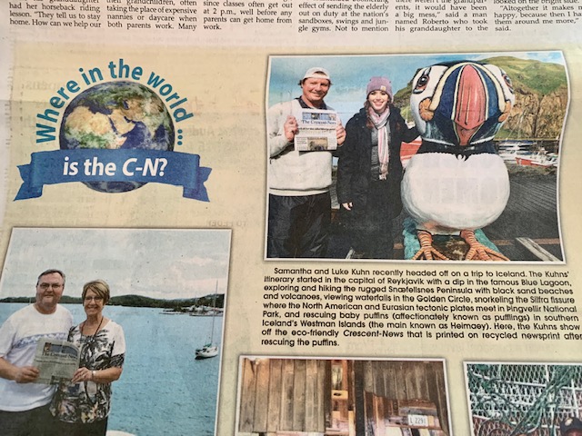 Luke and Sam Born in Defiance Crescent News newspaper photo from Iceland trip to Westman Islands