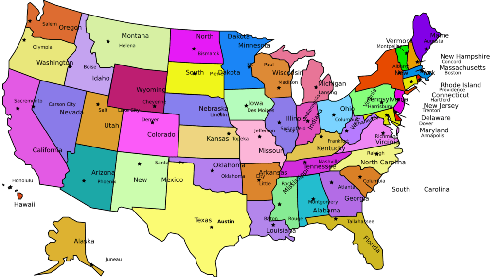 State map USA - United States of America