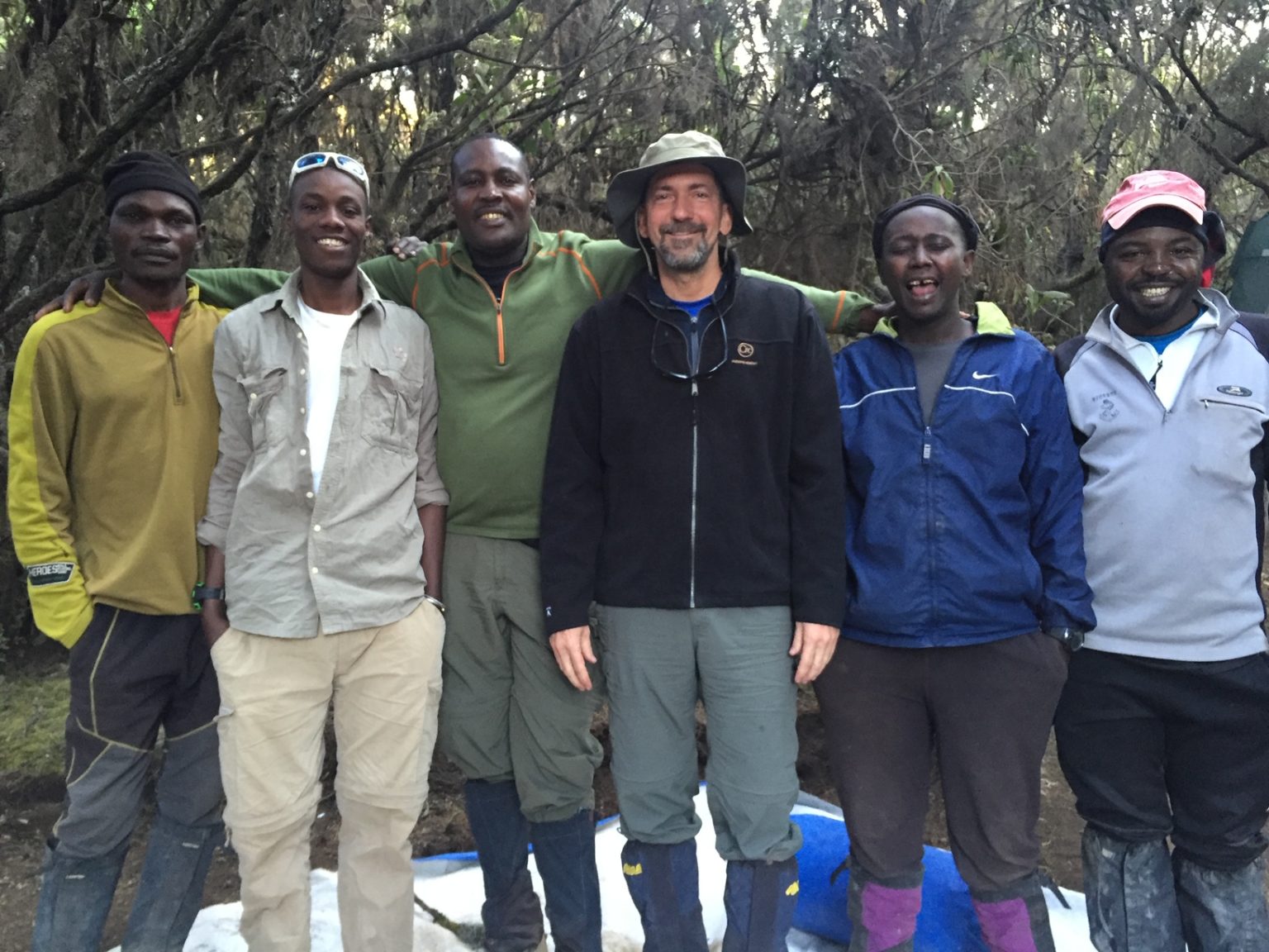 Porters and mountain guides on Mount Kilimanjaro with Mountain Madness Tour Group