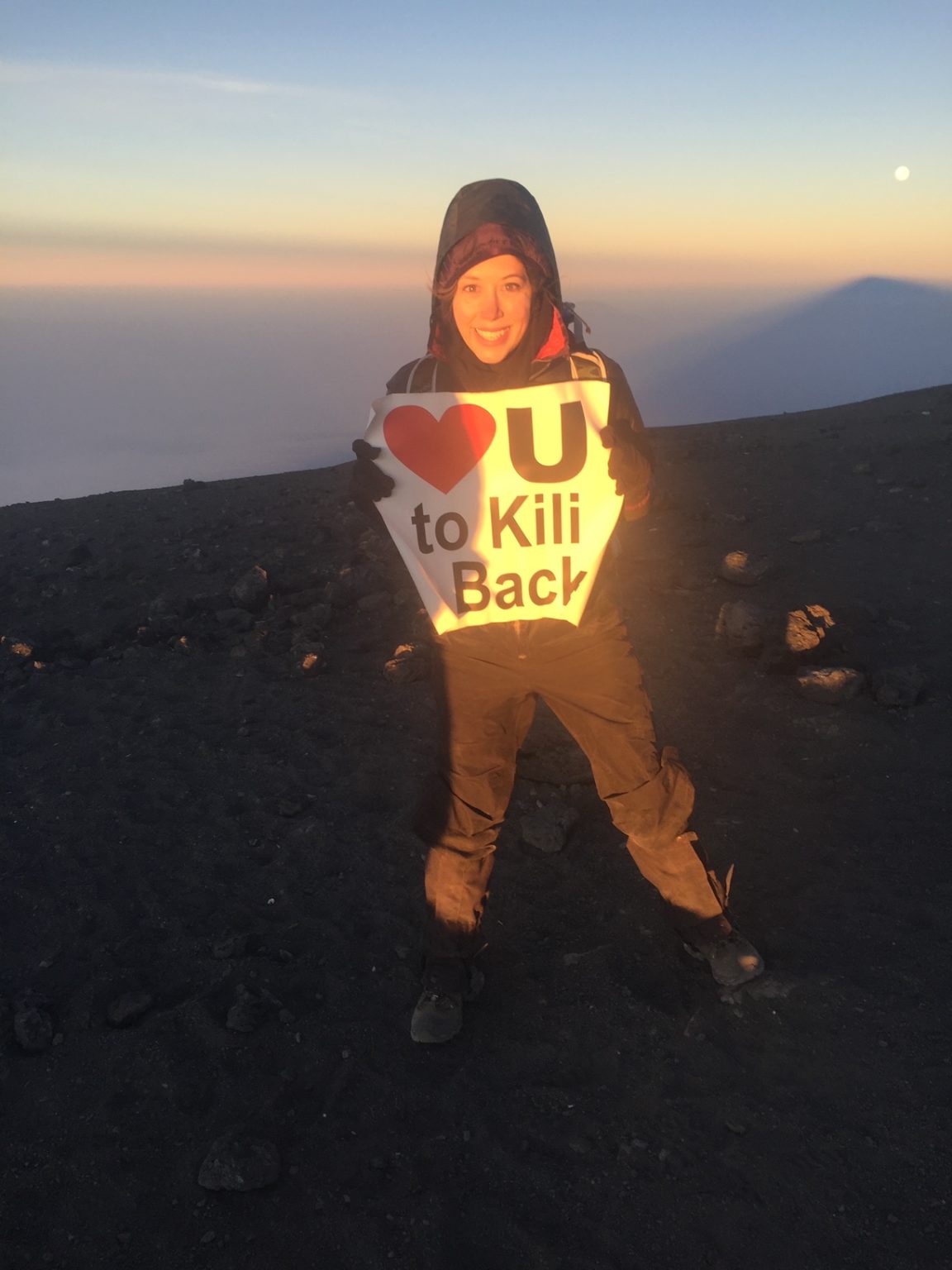 My soon-to-be husband, Luke, couldn't come on the climb with us. So I had this sign to show him at the summit!