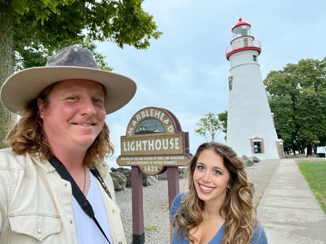 Luke and Samantha Kuhn at Marblehead Lighthouse in Marblehead, Ohio.
